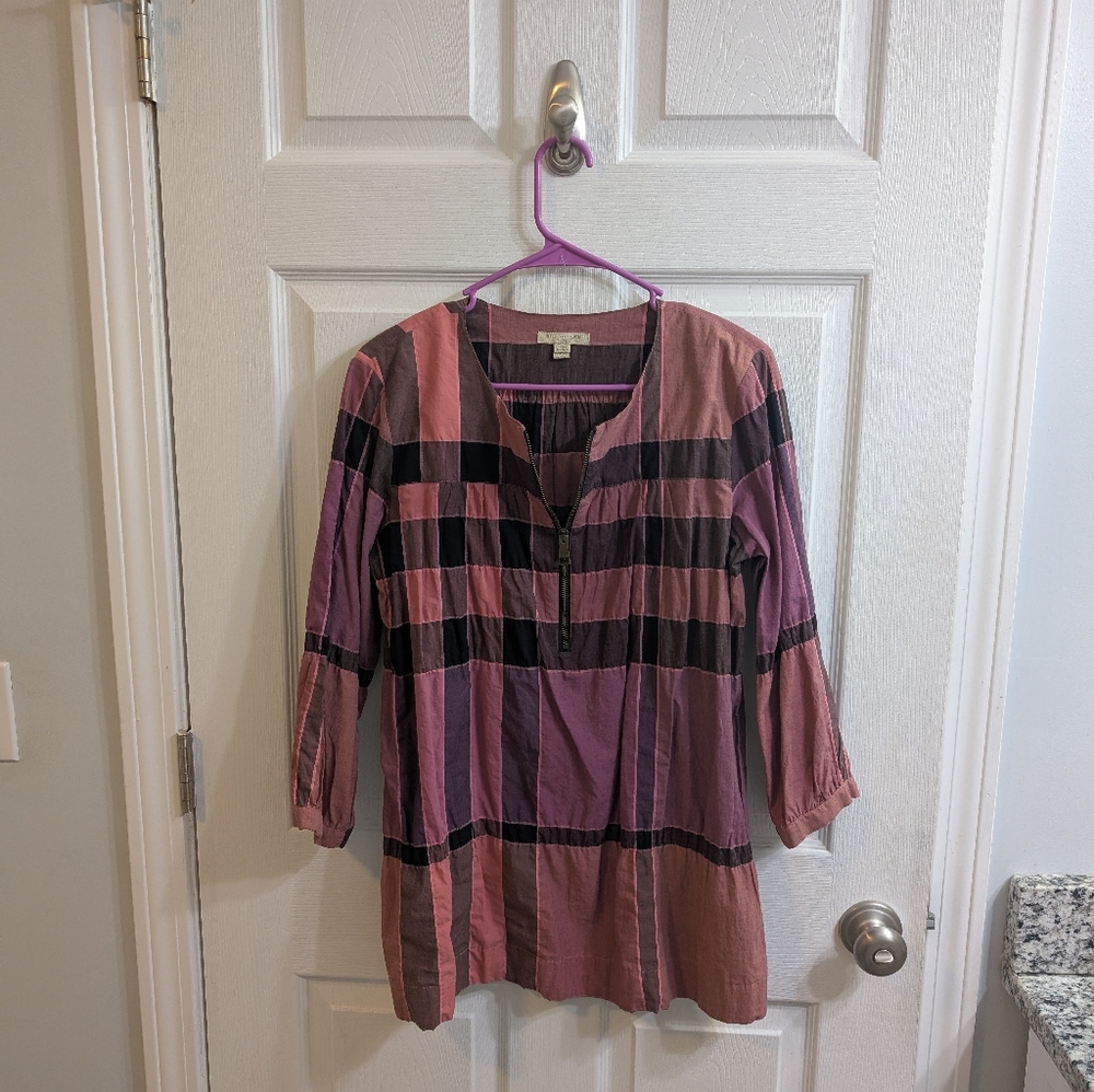 Burberry Brit‎ Pink Checkered Cotton Tunic - Size S